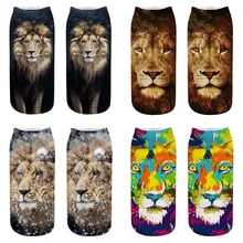 1 пара осенних новых носков с 3d принтом льва, забавные носки, рождественские носки, женские милые пушистые японские носки для женщин