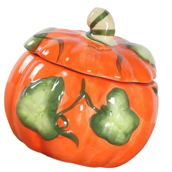 

Halloween Ceramic Snack Jar Pumpkin Shaped Storage Pot Snack Container Food Jar For Kids Children