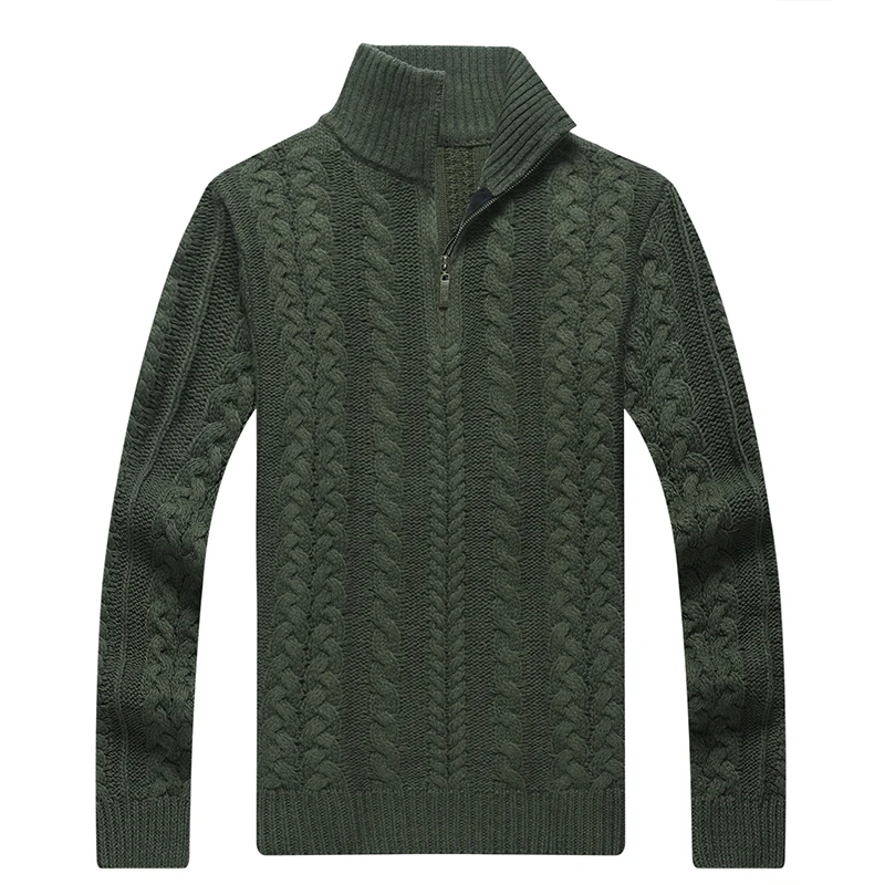 Autumn Winter Sweater Men Fashion Jacquard Thick Warm Pullover Men Stand Half Zipper Collar Turtleneck Wool Men Sweater
