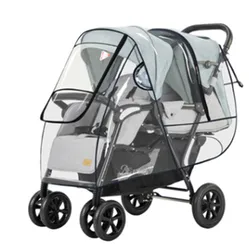 Front Rear Parm Side By Side Twin Baby Stroller Universal Rain Coat Rain Cover