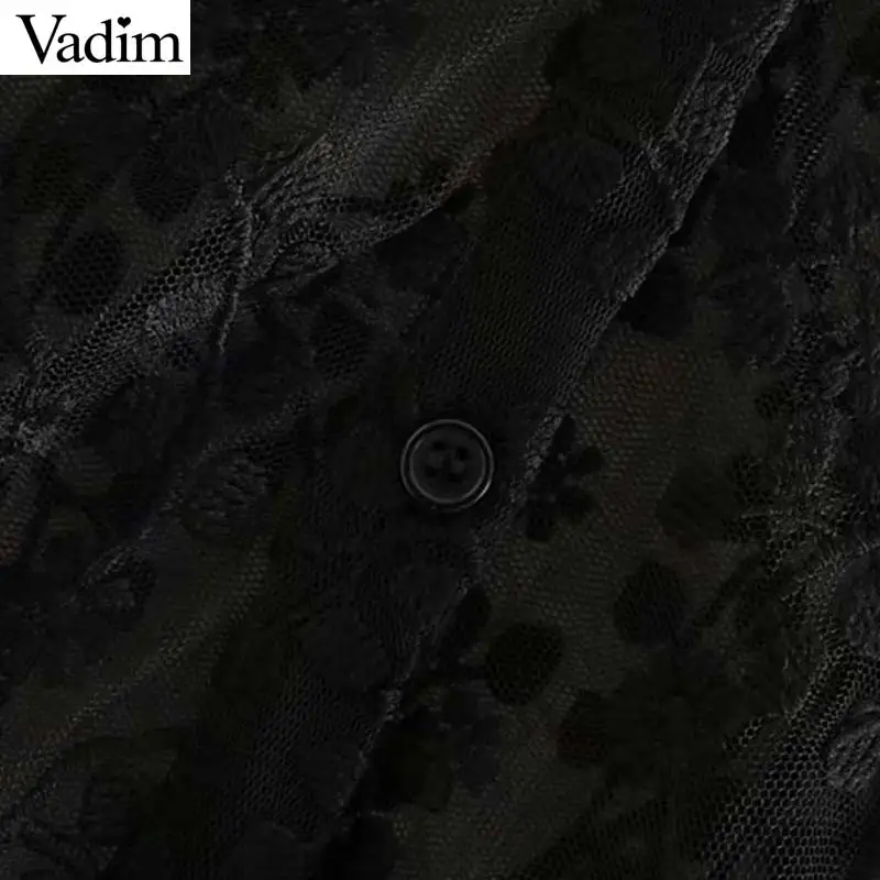 Vadim женское платье миди с вышивкой, с длинным рукавом, прозрачное, женское, повседневное, элегантное, прямое, шикарное, vestidos QC916