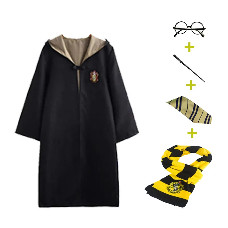 Robe Gryffindor Slytherin Ravenclaw Hufflepuff, маскарадный костюм для детей и взрослых, плащ, 4 подарка на Хэллоуин, одежда Харриса - Цвет: 6