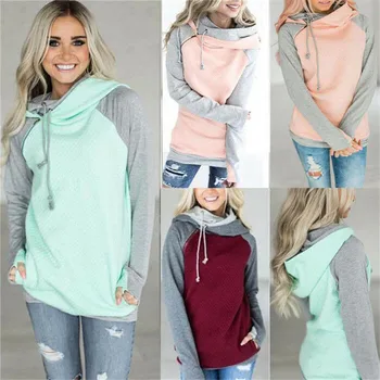 

Modish Women Long Sleeve Hoodie Sweatshirt Patchwork Jumper Pullover Tops Casual Winter Warm