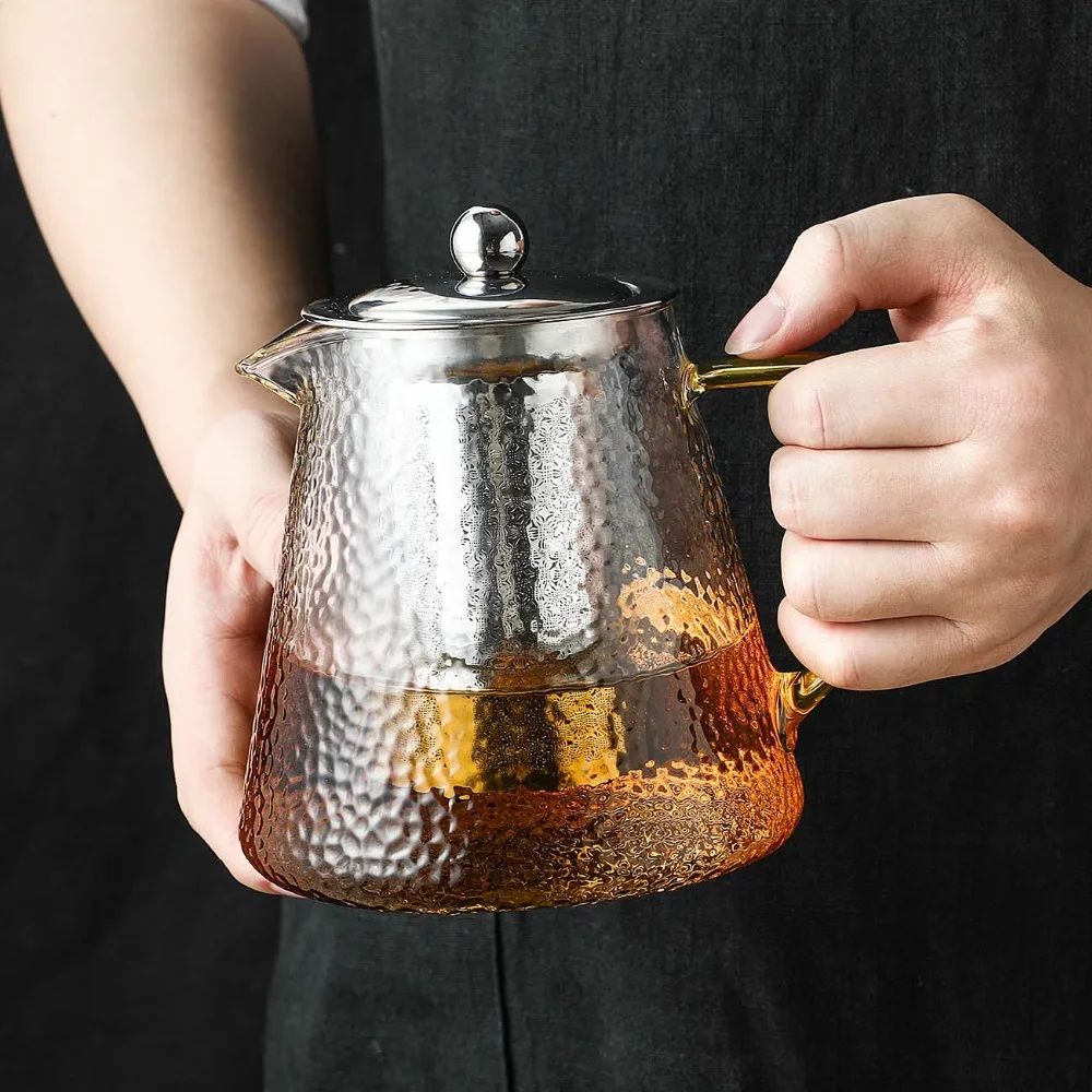 Маленький термостойкий стеклянный чайник с заваркой, китайский Чайник Пуэр, Кофеварка, удобный офисный чайник