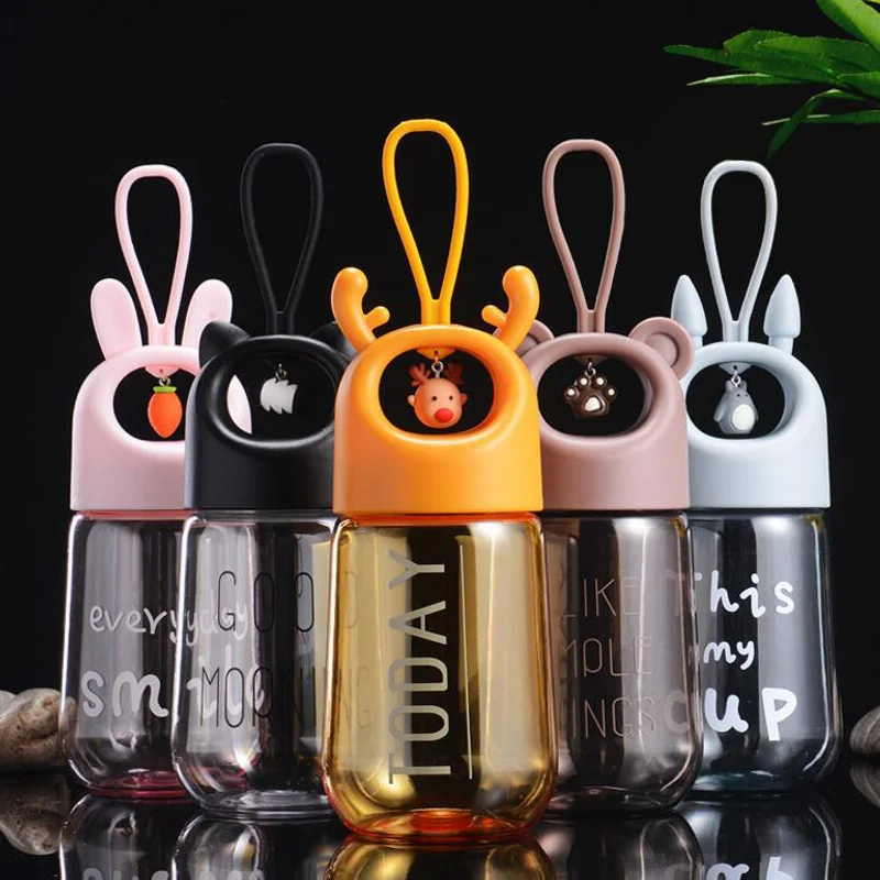Child Pipette Water Bottle With A Rope To Carry And Prevent Leakage Plastic Kids Water Bottle