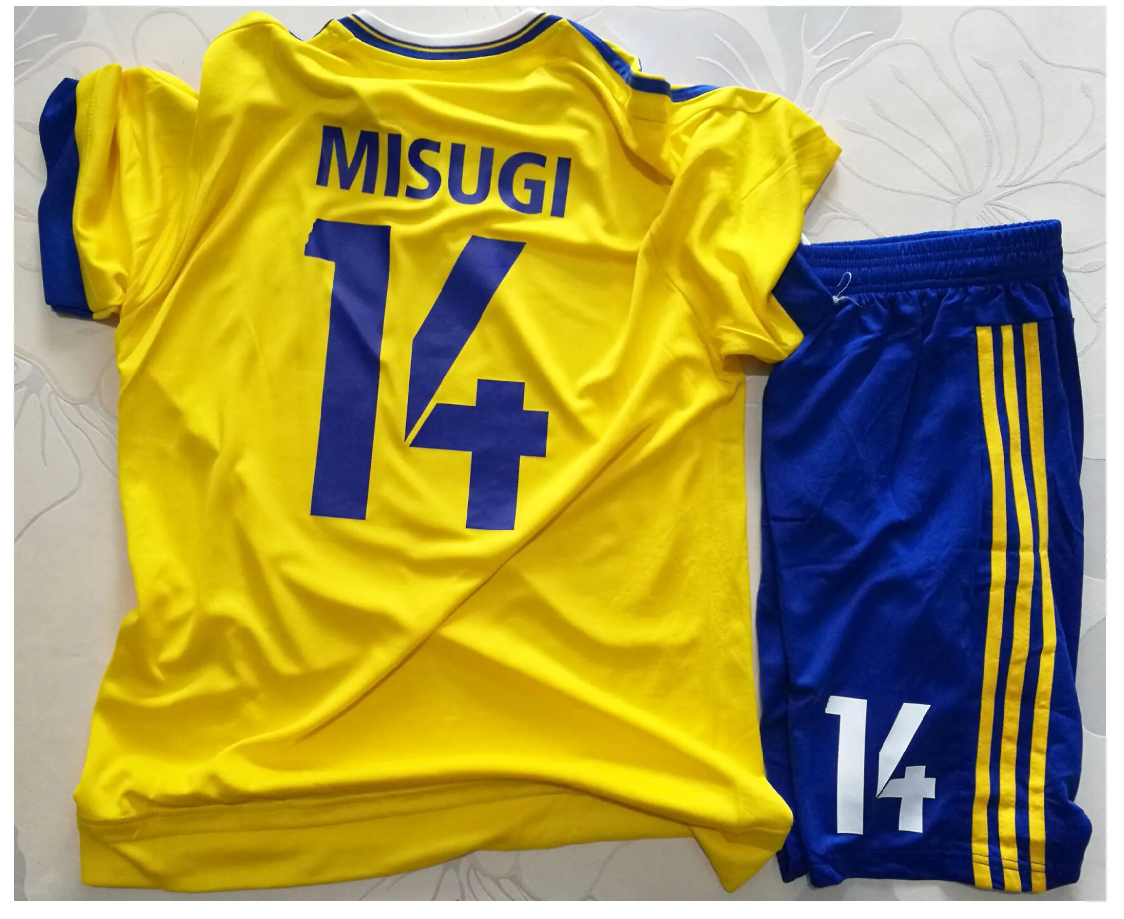 Капитан Tsubasa Мусаси школа MFC Одежда наборы № 14 Jun Misugi Косплей футбол Джерси для взрослых и детей