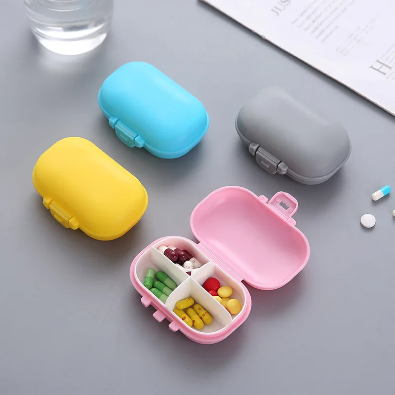 Портативный контейнер для таблеток с 4 отделениями влагостойкий дорожный