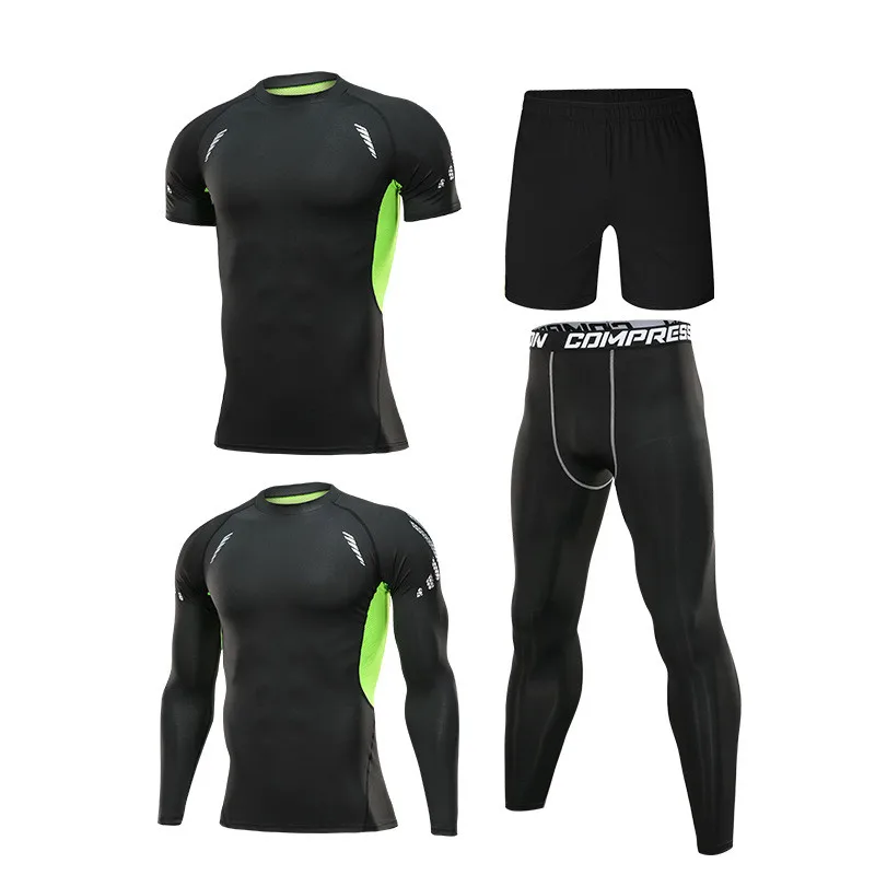 4 шт набор/мужской спортивный костюм для спортзала компрессионная Одежда Фитнес Спортивная одежда для бега спортивные колготки - Цвет: 2