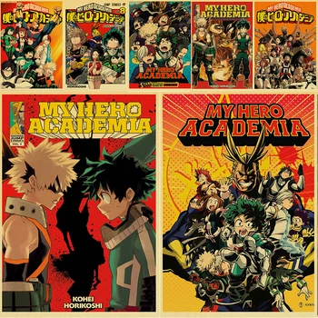 

Japanese Anime My Hero Academia Retro Poster Vintage Cool Style Kraft Paper Wall Painting For Home Decor