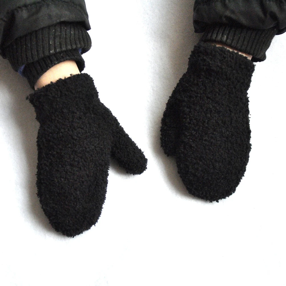 1 пара, однотонные толстые плюшевые вязаные варежки, мягкие теплые детские зимние перчатки, вязаные варежки для детей 1-4 лет, купить перчатки