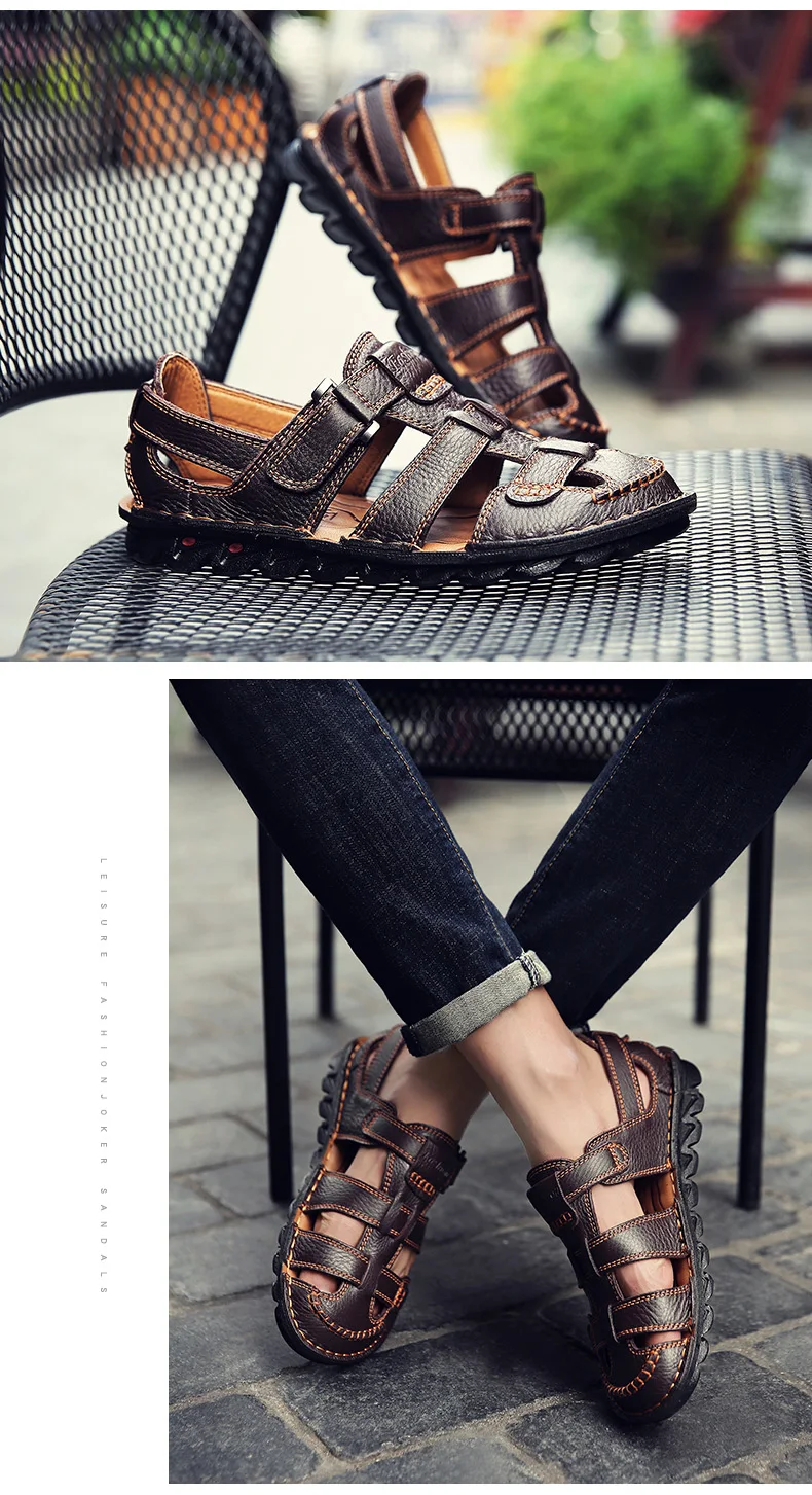Fhlyiy/Классические сандалии из телячьей кожи высокого качества; мужские сандалии ручной работы; модные удобные мужские пляжные кожаные туфли