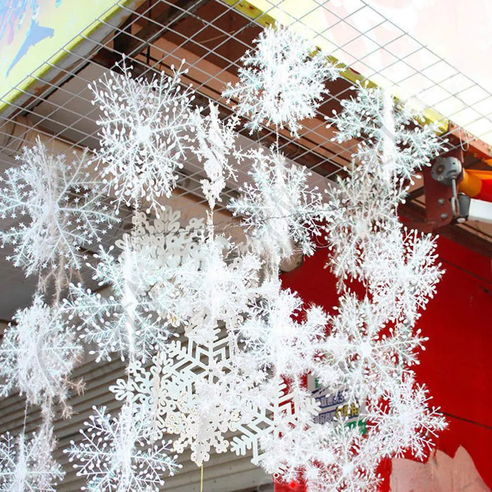Christmas Party 3Pcs/Pack*Glitter Decor Tree Hanging Snowflake Decorations Christmas Snowflakes Plastic Decoration Xmas Gift