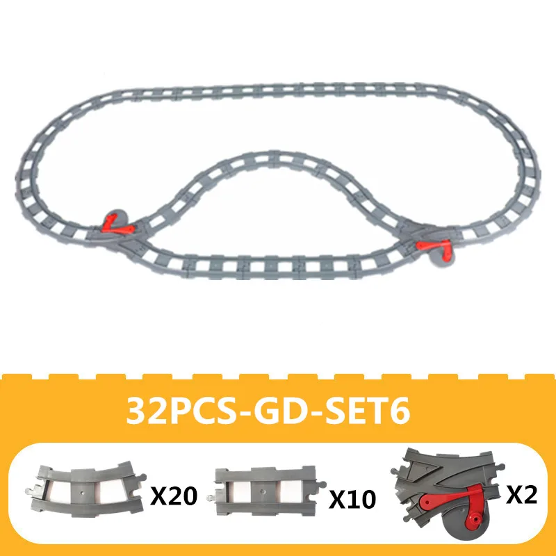Блоки большого размера DIY строительные блоки поезд трек сборка мост совместим с Duploed Развивающие игрушки для детей Подарки - Цвет: 32PCS-GD-SET6