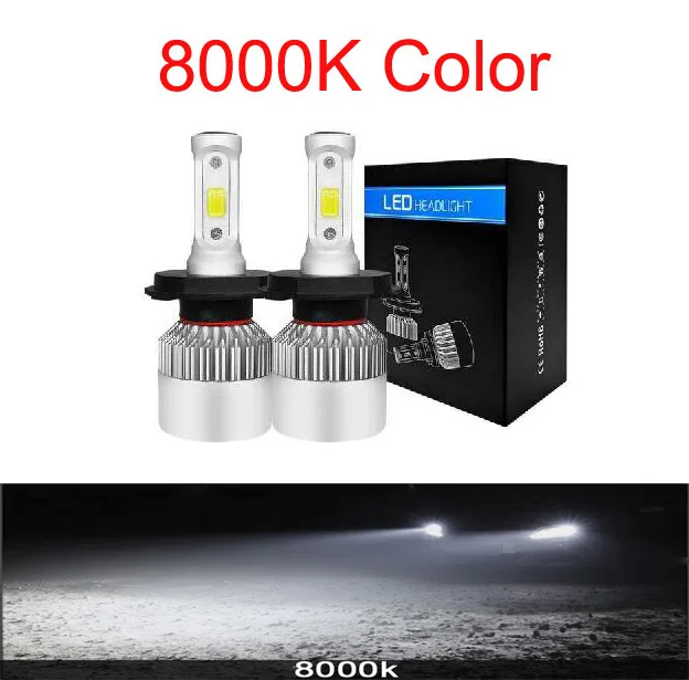 2X3000 K H4 светодиодный H7 H11 H8 HB4 H1 H3 HB3 Авто S2 для автомобильных фар 72 Вт 8000LM стайлинга автомобилей 6500K 4300K 8000K светодиодный помощи при парковке - Испускаемый цвет: 8000K
