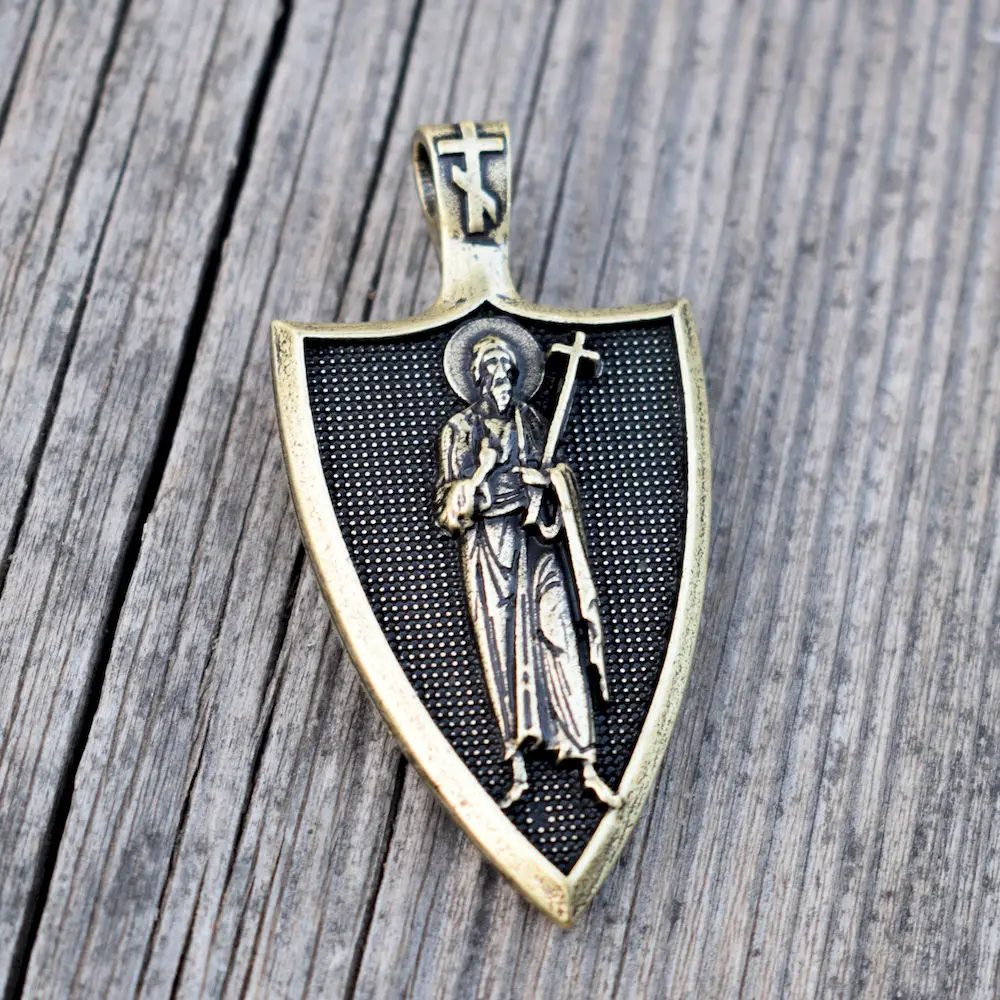 SanLan St. Andrew защитите меня Святой щит с металлической цепью