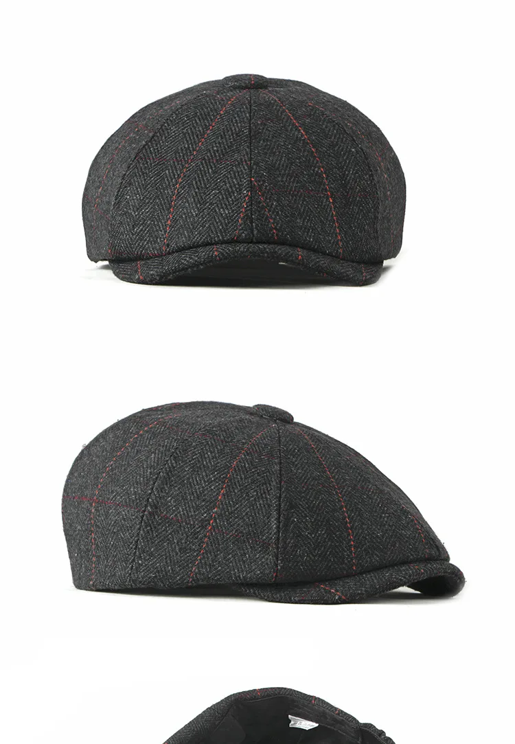 Берет для пожилых людей среднего возраста, Мужская английская винтажная шерстяная шляпа с полями, осенне-зимняя новая стильная восьмиугольная кепка, повседневная одежда