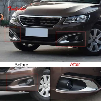 

Tonlinker Exterior Front fog light decoration Cover Stickers for Peugeot 301 2017-19 Car Styling 2 PCS ABS Chrome Cover stickers