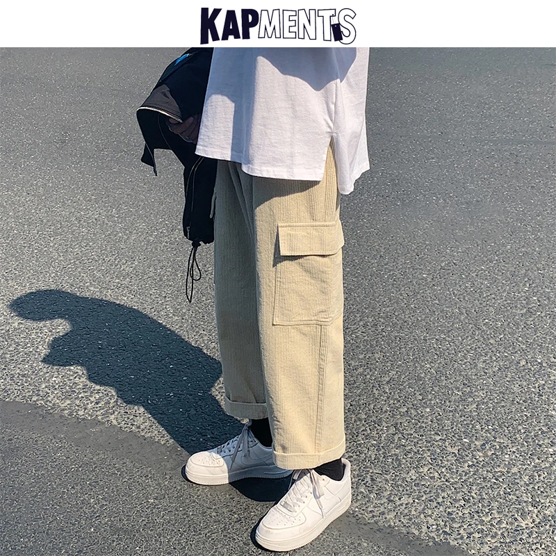 Good Buy Cargo-Pants Korean-Trousers Joggers Mens Japanese Streetwear Wide Male Baggy Corduroy 1005001451995535