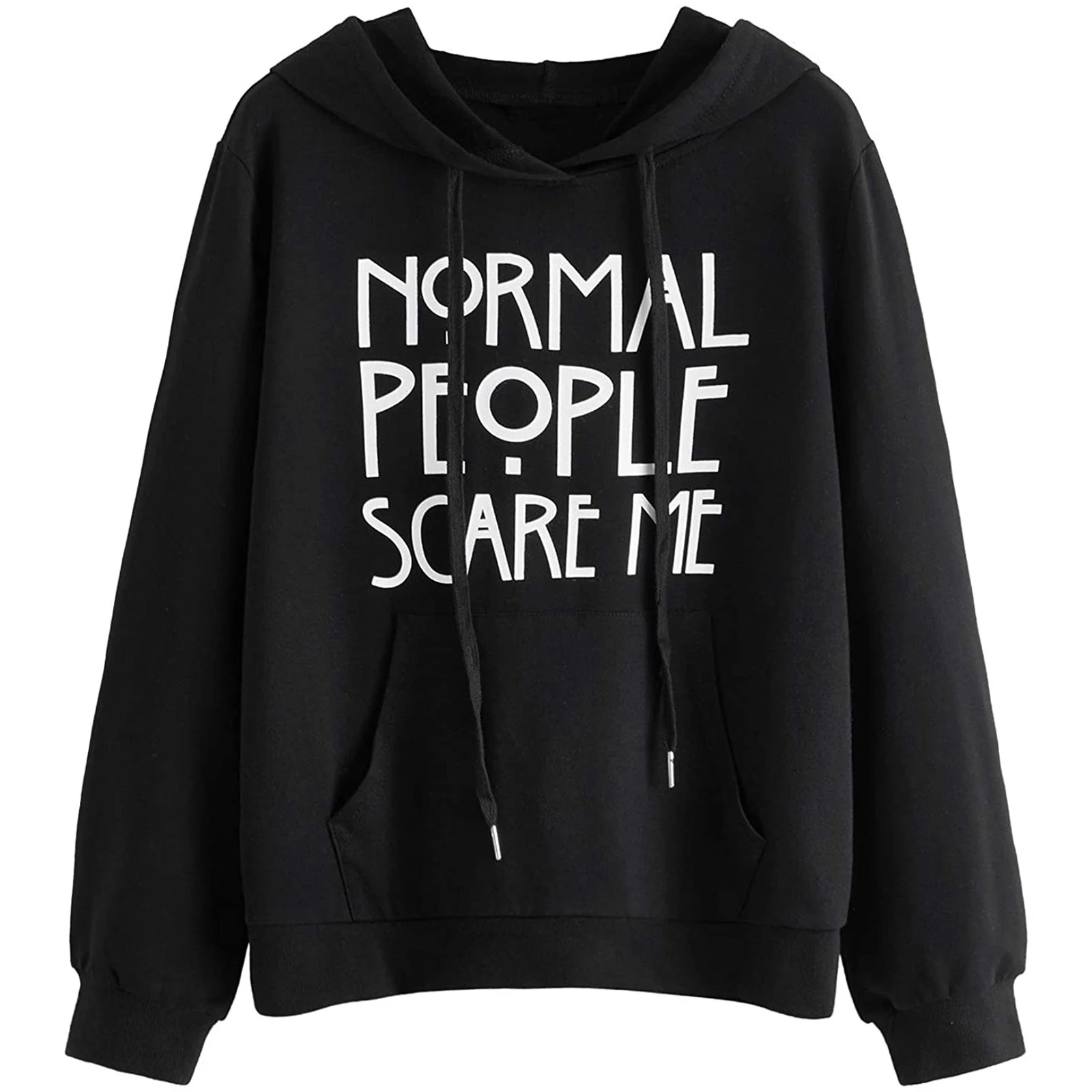 Letter Hoodie Normal People Scare Me Hoodies Simple Design Hoodies Women Street Wear Long-sleeve Pullover Hoodie Autumn Moletom