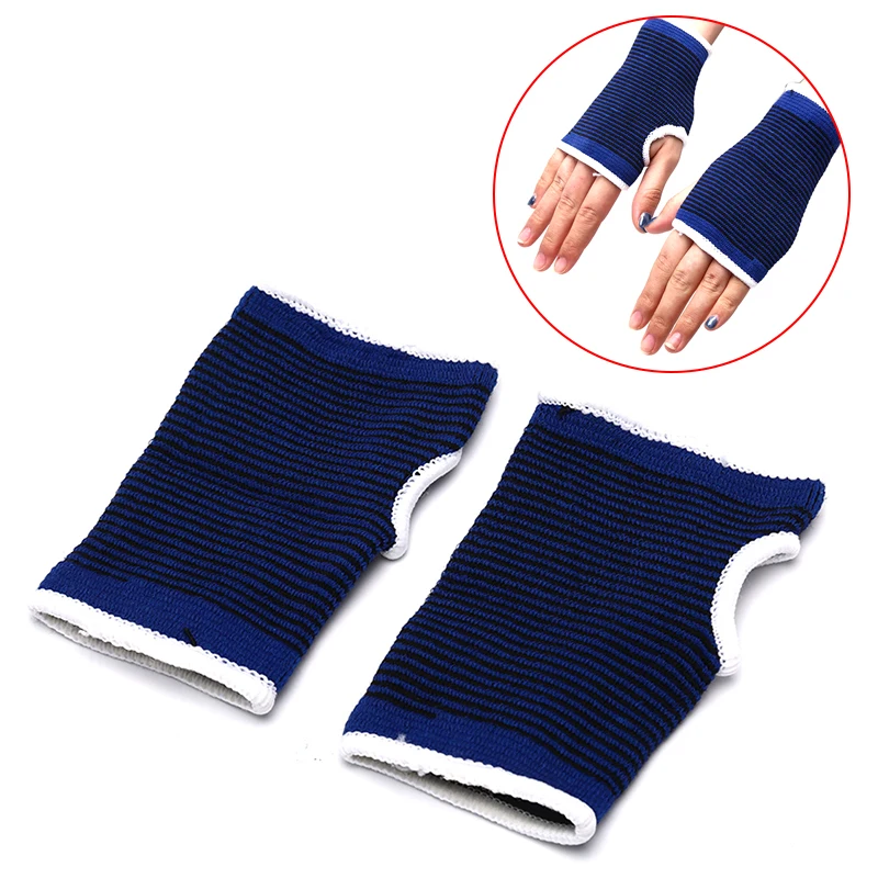 2Pcs Blue Palm Wrist Hand Support Glove Elastic Brace Sleeve Sports