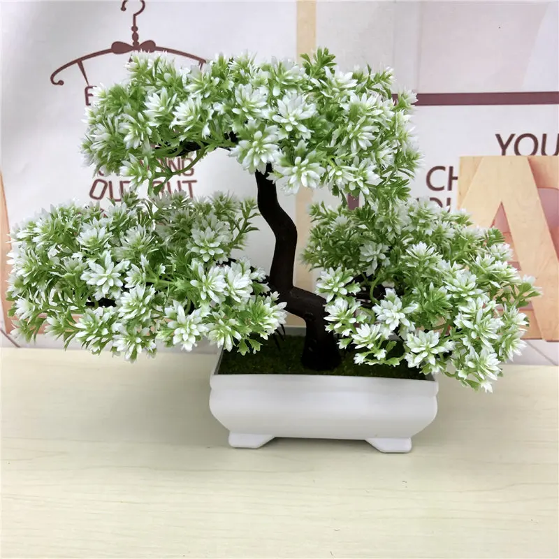 Искусственные зеленые растения, имитация бонсай, пластиковый маленький горшок для дерева, украшения в горшках для домашнего стола, декора сада 52841