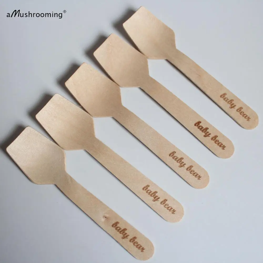 Детские ложки в виде медвежонка Ложки для дня рождения деревянные на заказ торта