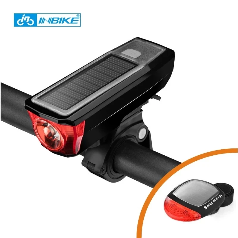 Bike Light Front Solar Power Bicycle Light Solar panel charging or USB