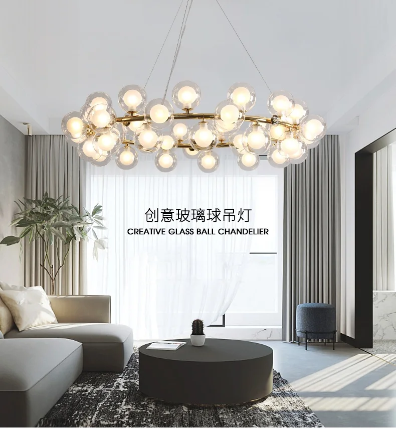 Creative ring / straight strip magic bean glass LED chandelier Residential/commercial/office/school Lighting fixture