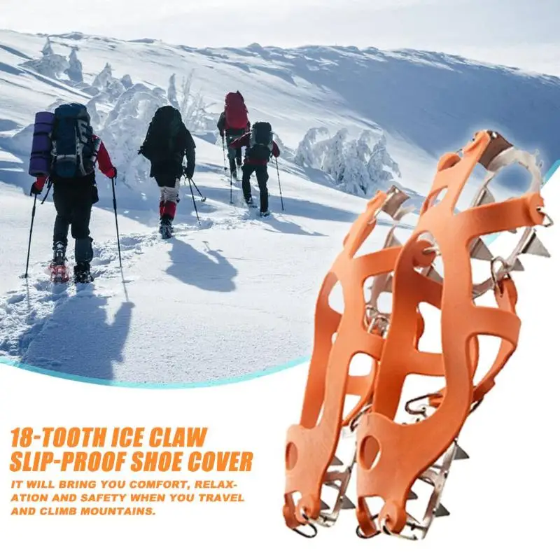 1 пара 18 зуб противоскользящие ледяные конусные коготь снежные ботинки Чехлы для обуви для улицы зимние походные лыжные принадлежности