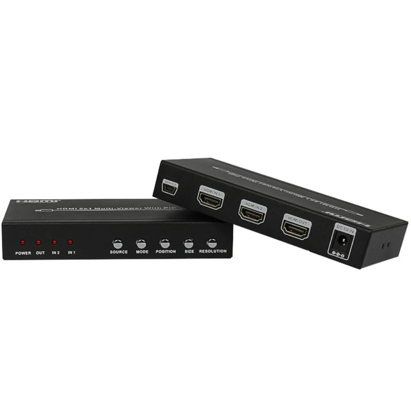 1080P HDMI 2x1 Multi-viewer HDMI Switcher 2 in 1 out Seamless Multiviewer Switch Dual Display for M