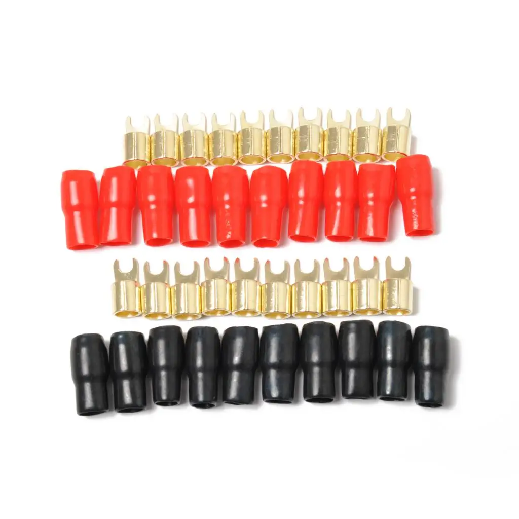 10 Pairs 4 AWG Car Electronics Fork Terminals Connectors Brass Contact