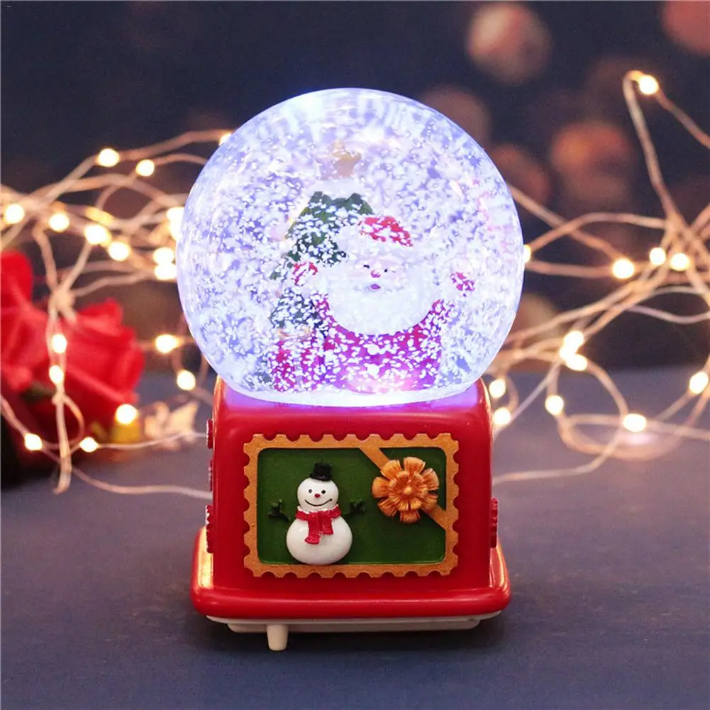 Hot Santa Claus Snow Globes Glass Crystal Ball Lighting Music Box Craft Home Desktop Decoration Christmas Wedding Birthday Gift