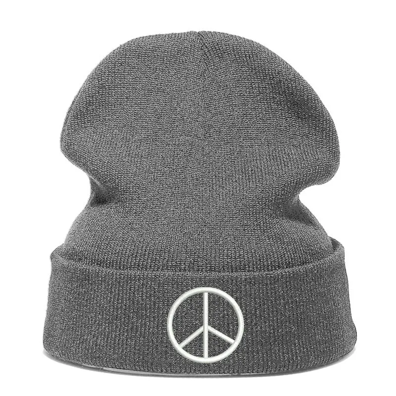 Beanie шляпа Skullie шапка, вязаная шапка-носок зима-осень вышивка в стиле панк Для мужчин Для женщин подростков уличных танцев забавные по заказу покупателя хип-хоп-знак мира