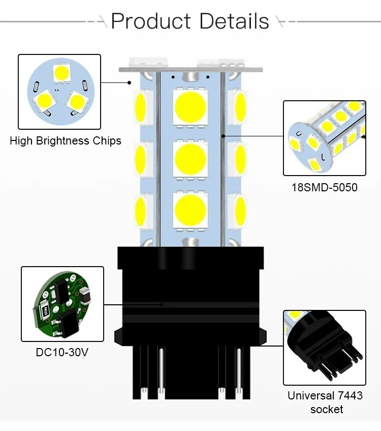 2 шт. 1156 1157 3157 3156 7440 7443 автомобильный светильник 18 SMD 5050 чипы P27/7 Вт светодиодные автомобильные лампы тормозной белый светильник s красный стояночный