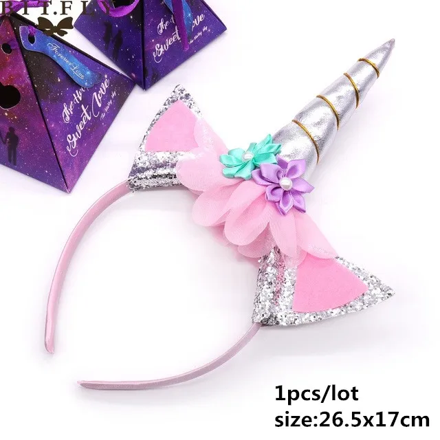 Unicorn hair band A Вечерние одноразовые украшения в виде единорога, набор столовых приборов, ободок для волос в виде русалки, обертка для торта, для детского дня рождения, свадьбы - Цвет: Unicorn hair band A