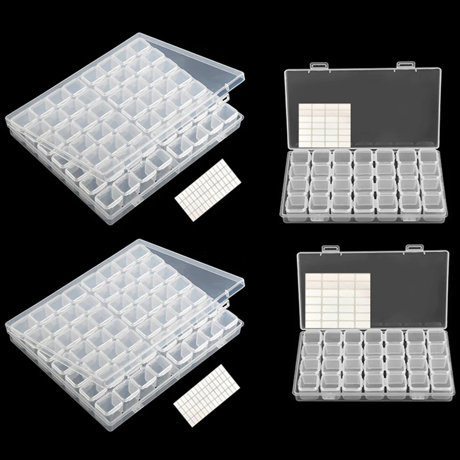 28/56/64/168 Grids Clear Plastic Storage Box For DIY diamond painting Stone Storage Embroidery Accessories Tool Organizer Case