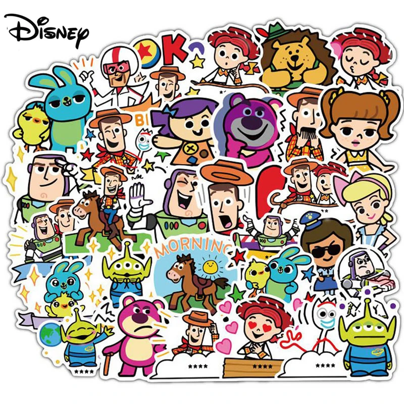 50 Uds juguete pegatinas para historias woody Buzz Lightyear Graffiti juguete Disney etiqueta engomada impermeable para niños en el ordenador portátil monopatín maleta bicicleta