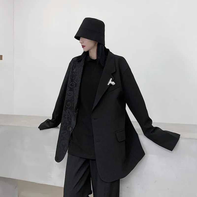 

Asymmetric Design Dragon Pattern Blazers for 2020 Fashion Trends Womens Clothing Yohji Yamamoto Style Jacket Office Ladies Suits