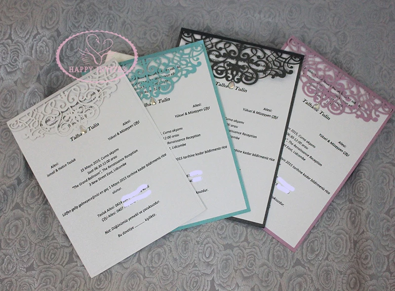HI3027-01 Customize Laser Cut Wedding Cards with Personal Printing  More Colors Available