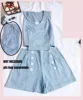 Movie Lolita Style 2PCS Women's Set: Sailor Collar Sleeveless Open Back T-shirt Vest +Shorts Cute&Sexy Cosplay Good Quality 6