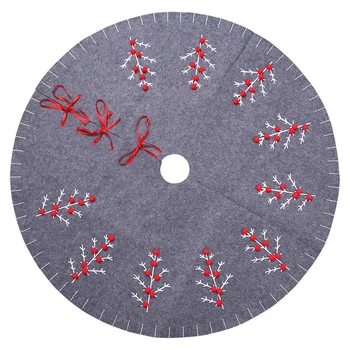 

Top-1Pc Christmas Tree Skirt 120Cm Round Carpet Christmas Decorations for Home Floor Mat New Year Xmas Gray Tree Skirts