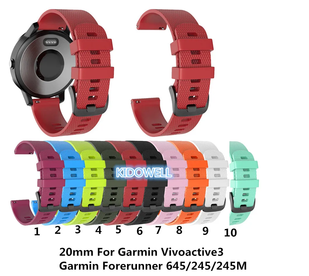 20mm Strap For Garmin Vivoactive 3 Watch Band Silicone Sport Replacement Belt Forerunner 645/245/245M Smart | Электроника