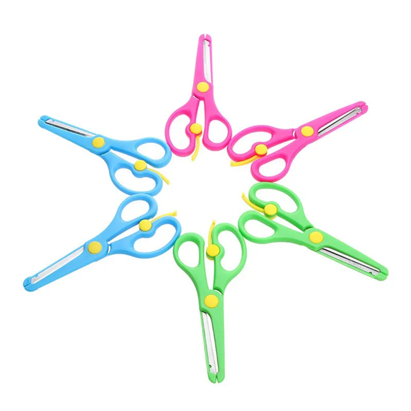 1pc Safe Children Student Stationery Art DIY Scissors Decorative Craft School Scrapbook Handmade Kids Artwork Card Safe Scissors