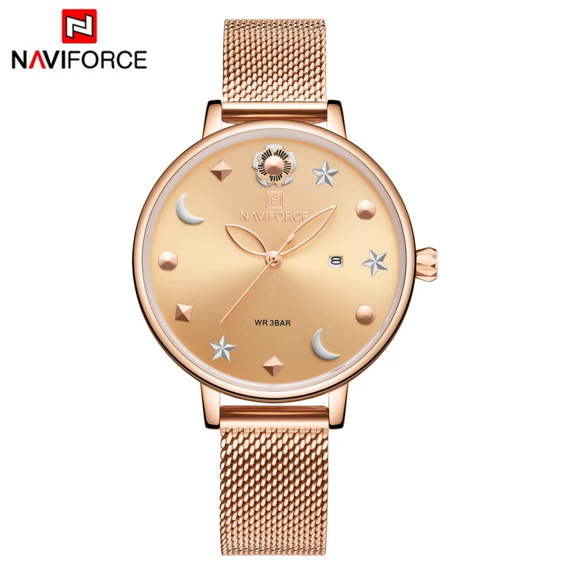 Steel RG RG Топ люксовый бренд NAVIFORCE женские часы дизайн спортивные водонепроницаемые наручные часы модные кварцевые женские часы Relogios Feminino - Цвет: Steel RG RG