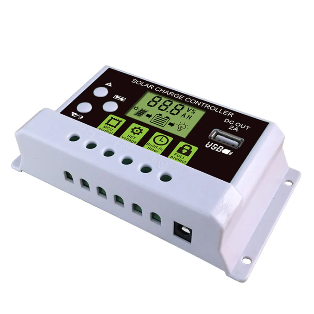 10A за максимальной точкой мощности, Солнечный контроллер заряда 2.0A USB 12V Солнечный Зарядное устройство регулятор управления установкой на солнечной батарее Экран с Подсветка