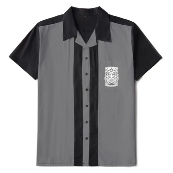

1950s Rockabilly Shirt Men Retro Embroidery Western Punk Rave Shirts Exquisite Short Sleeve Rock N Roll Shirt Men Clothes 2020