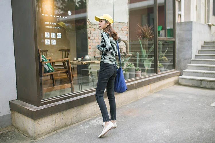AliExpress Trousers Slit Burrs Jeans Women's High-waisted Slim Fit Elasticity Capri Skinny Pencil Pants