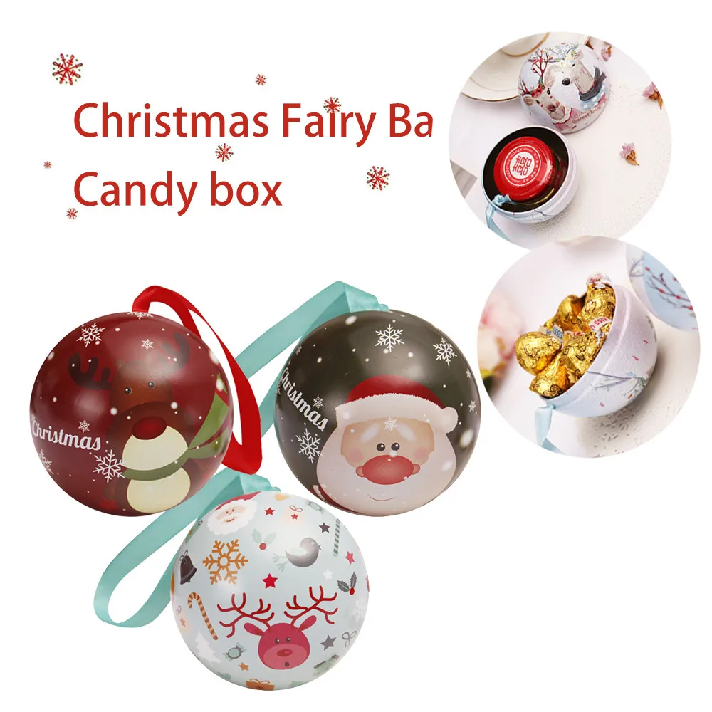 

3pcs Christmas Reindeer Santa Xmas Tree Hanging Ornaments Tinplate Round Ball Boxes Galaxy DIY Decoration Navidad Dropshipping #