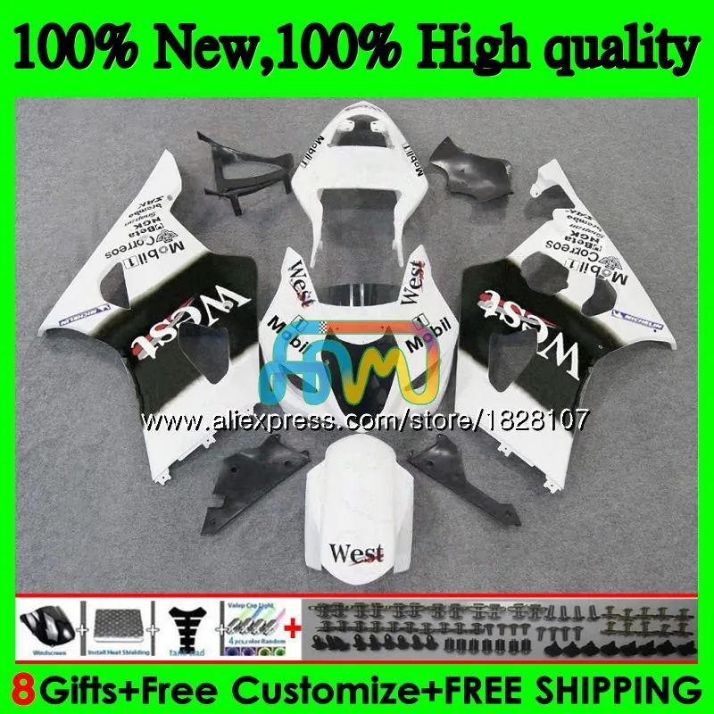 Корпус для SUZUKI GSXR-1000 GSXR1000 03 04 белый Запад 41BS. 91 1000CC GSX-R1000 GSX R1000 03 04 K3 GSXR 1000 CC 2003 2004 Обтекатель