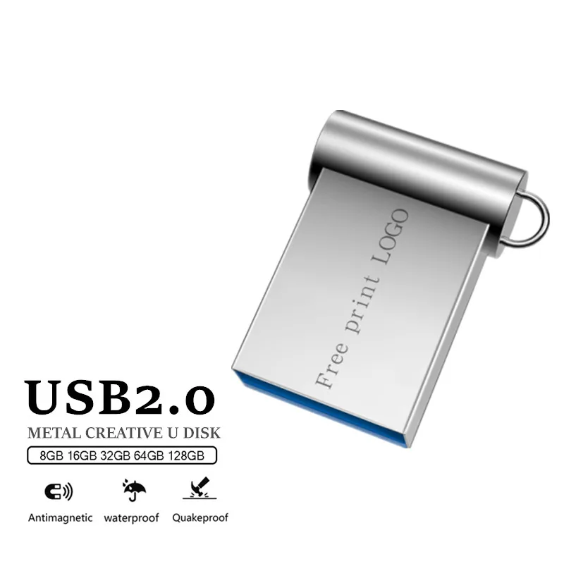 

Pendrive 128GB waterproof USB 2.0 metal high speed 16GB 32GB pen drive 4GB 8GB16GB USB Flash Drive usb Stick free custom logo